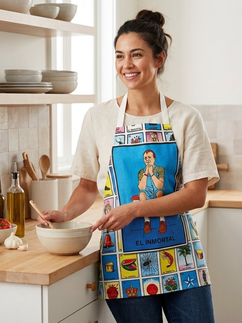 Handmade Mexican Loteria El Inmortal Cooking Apron Adult OS
